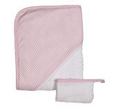 Capa De Baño Y Manopla Raya Rosa Rayas